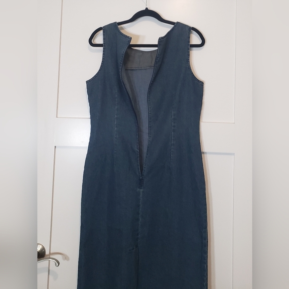 Chadwicks Denim Blue Jean Midi Dress Sleeveless Sheath Size 10T - Picture 10 of 11